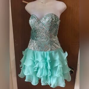 Sherri Hill green mini dress